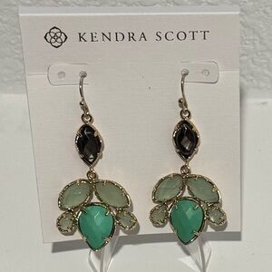 💚Kendra Scott Vani Drop Earrings | Green Mix Stones | Gold Tone💚
